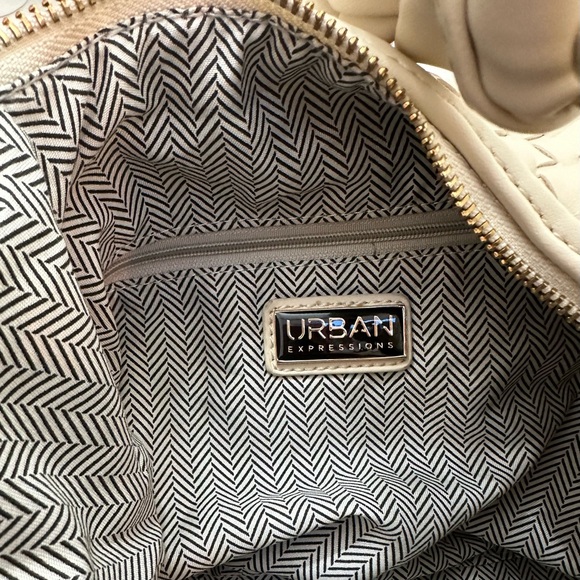 Urban Expressions Sabrina Woven Hobo Handbag Vegan Leather Bone Bag - Picture 4 of 9